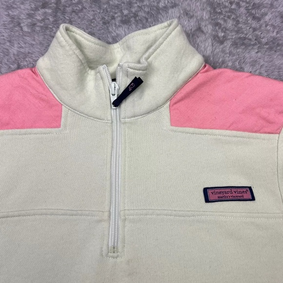 Vineyard Vines Sweatshirt Womens M Spring Green/Yellow Pullover 1/4 Zip Preppy - Picture 3 of 9